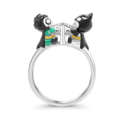 Jeulia Hug Me "Knight and Tech" Anime Ring Round Cut Sterling Silver