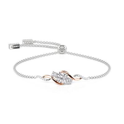 Jeulia Amore Elegant Two Tone Three Stone Bracelet