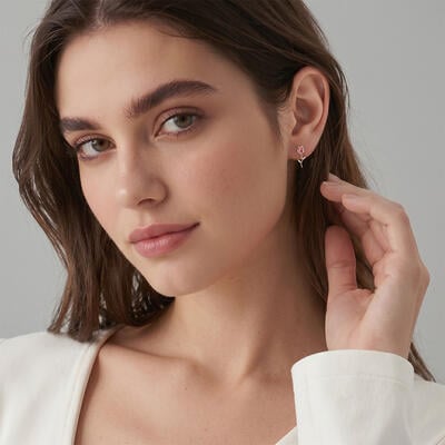 "Ma Rose Chérie" Boucles d'Oreilles Tombantes Taille Poire