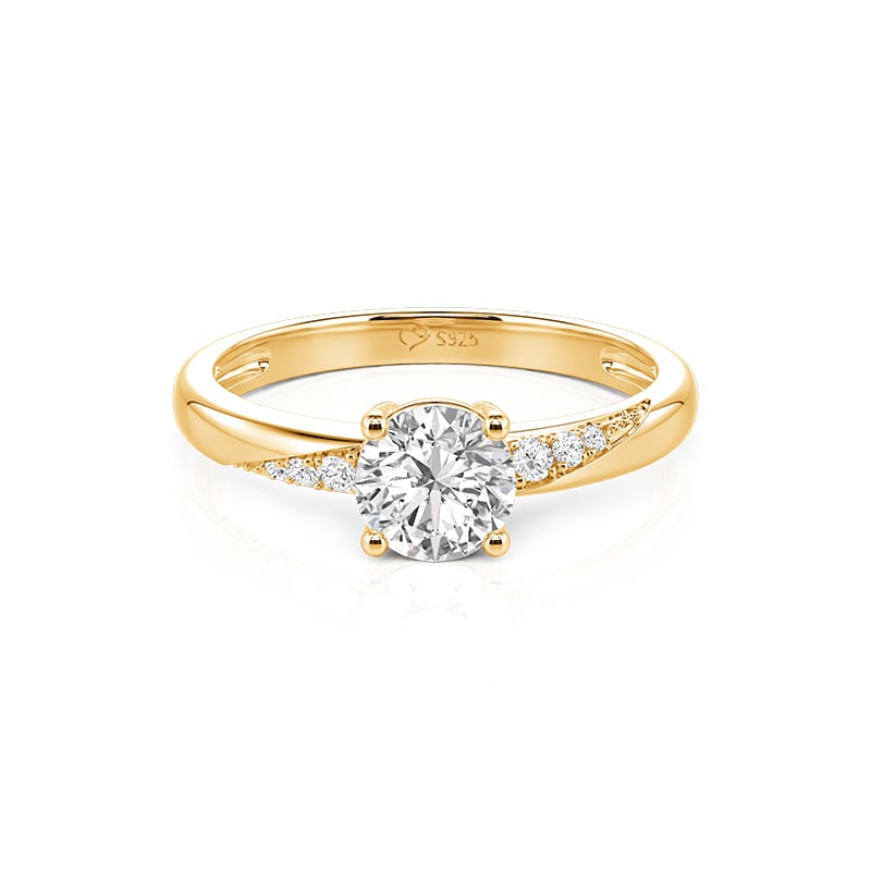 Jeulia Classic Women Gold Engagement Ring Sterling Silver