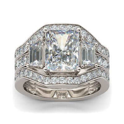 Jeulia 3PC Radiant Cut Sterling Silver Ring Set