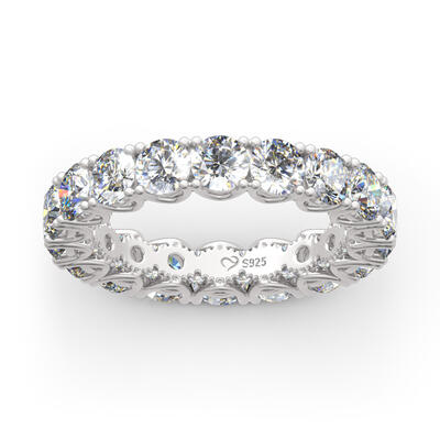 Jeulia Round Cut Eternity Sterling Silver Women's Band