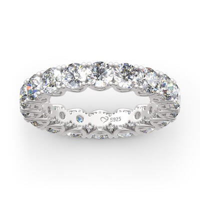 Jeulia Round Cut Eternity Sterling Silver Women's Band