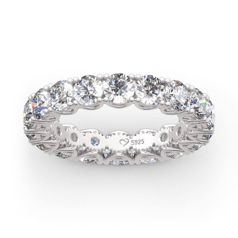 Jeulia Round Cut Eternity Sterling Silver Women's Band