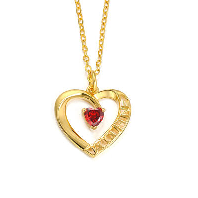 Jeulia Personalized Name Heart Birthstones Sterling Silver Necklace