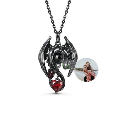 Jeulia Collar de Dragón Plata de Ley con Proyección de Foto Personalizada