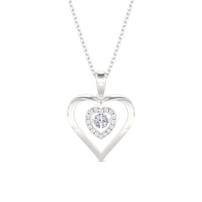 Jeulia Custom Double Heart Dancing Stone Necklace with Birthstone