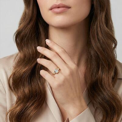 "Every When We Are" Elongated Cushion Three Stone Engagement Ring