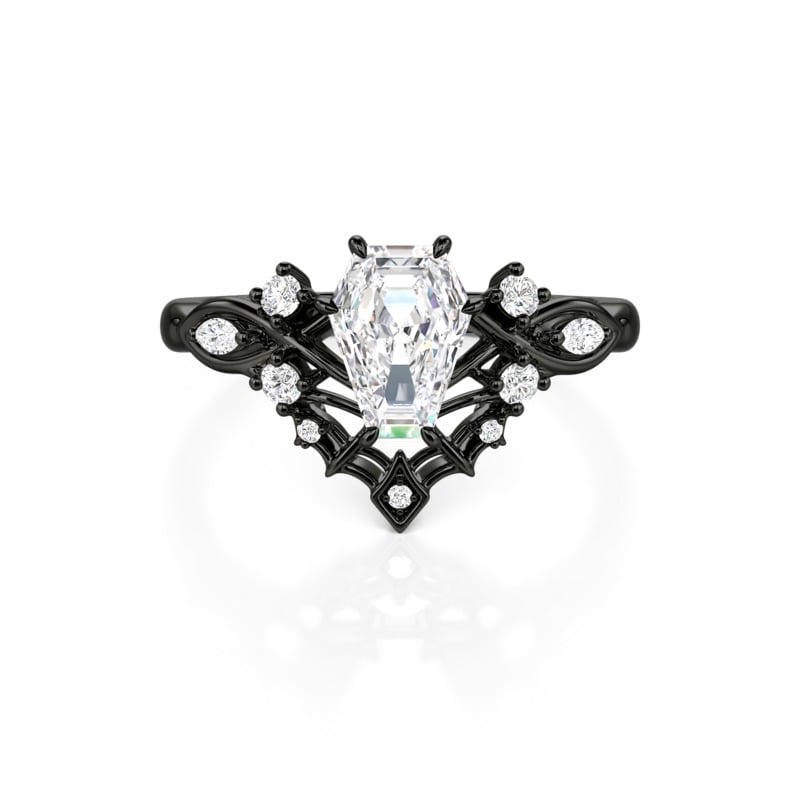 Jeulia Gothic Black Infinity Spider Web Coffin Ring