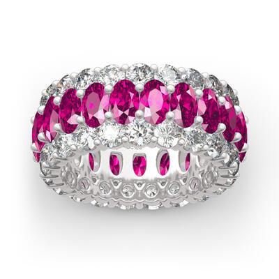 Jeulia Classic Oval and Round Cut Sterling Silver Eternity Ring