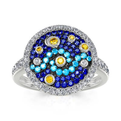 Jeulia "Pure Night" The Starry Night Inspired Sterling Silver Ring