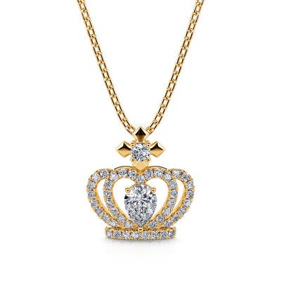 Jeulia "Queen Crown" Pear Cut Sterling Silver Necklace