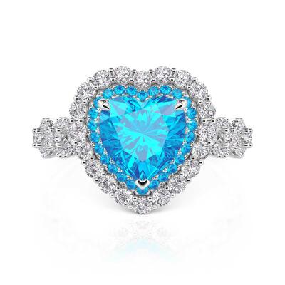 Jeulia Custom Double Halo Heart Infinity Promise Ring with Birthstone