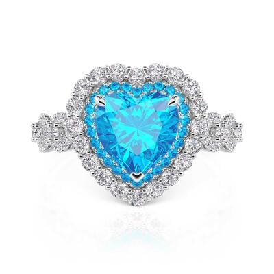 Jeulia Custom Double Halo Heart Infinity Promise Ring with Birthstone