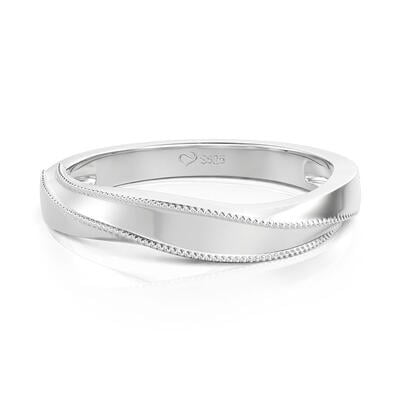 Jeulia Classic Wave Men's Wedding Band Sterling Silver