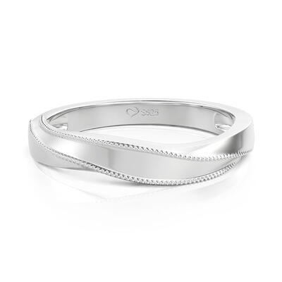 Jeulia Classic Wave Men's Wedding Band Sterling Silver
