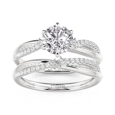 Jeulia Twist Star Round Cut Engagement Ring Set