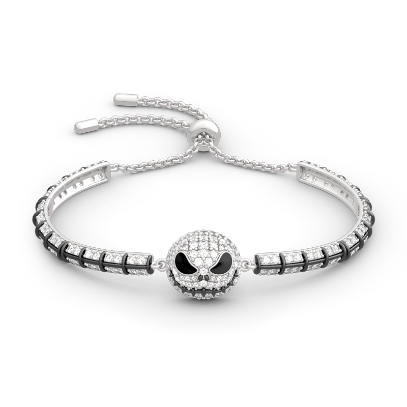 Jeulia "Patron Spirit of Halloween" Skull Sterling Silver Bracelet
