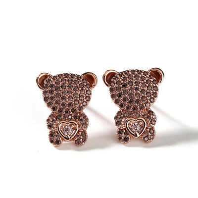 Jeulia "Look At Me" Bear Design Sterling Silver Stud Earrings