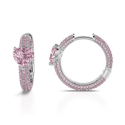 Jeulia "Enduring Radiance" Heart Cut Sterling Silver Hoop Earrings