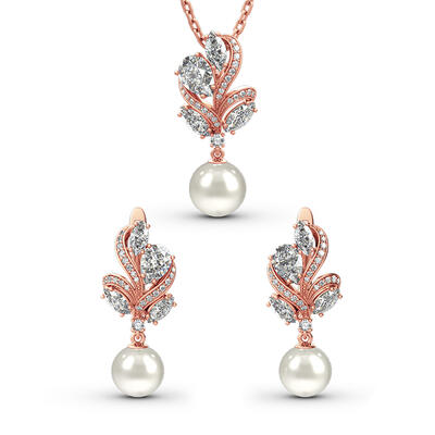 Jeulia Elegant Design Cultured Pearl Sterling Silver Jewelry Set