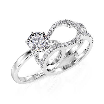 Jeulia Classic Interchangeable Engagement Ring Set Round Cut Sterling Silver