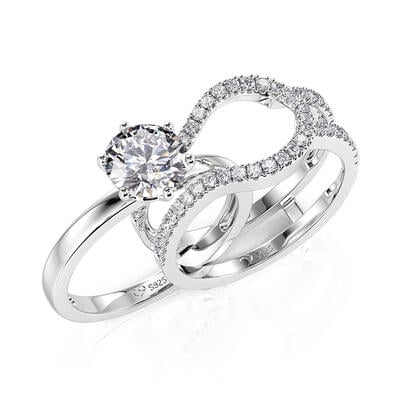 Jeulia Classic Interchangeable Engagement Ring Set Round Cut Sterling Silver