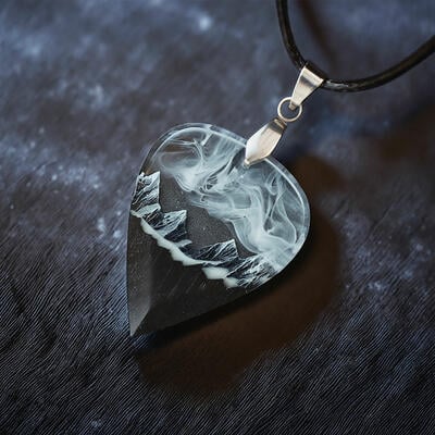 Reslol Enchanting Snow Mountain Illuminated Resin Necklace