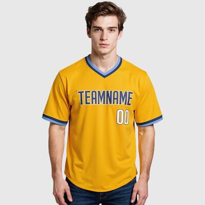 Custom Gold Baseball Jersey with Personalized Number and Team Logo