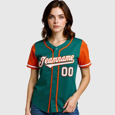 Custom Teal Orange Two Tone Baseball Jersey Personalized Logo and Number Great for Game Days and Community Events