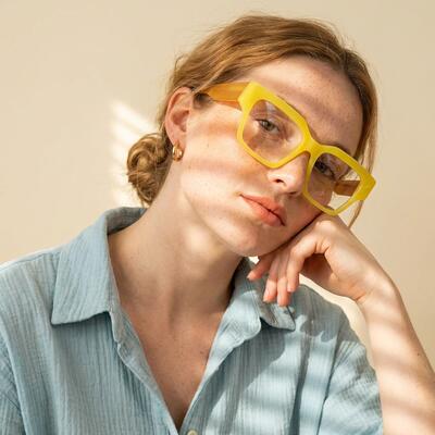 Isaiah Yellow Square Glasses