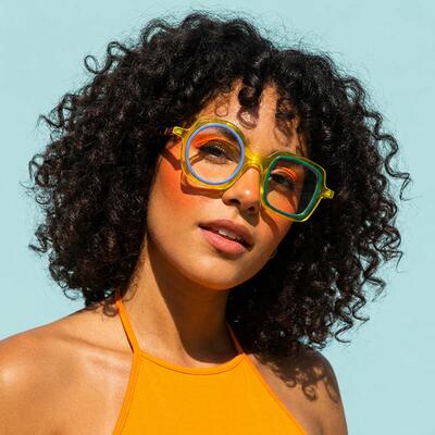 Lilli Lunettes Carrées Rondes Jaunes