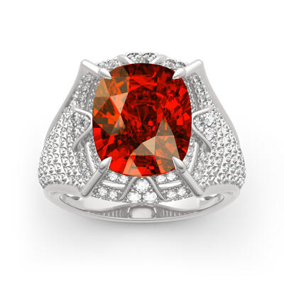 Jeulia "The Southern Shining Pyramid" Egyptian Pyramids Cushion Cut Sterling Silver Ring