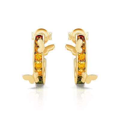 Jeulia Butterfly on Rainbow Circle Sterling Silver Earrings