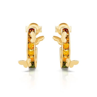 Jeulia Butterfly on Rainbow Circle Sterling Silver Earrings