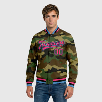 Custom Camo Full-Snap Varsity Letterman Salute To Service Jacket Perfect for Memorial Day Outdoor Gatherings