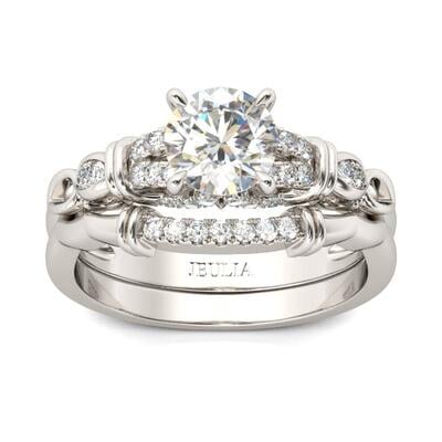 Jeulia Vintage Knot Round Cut Sterling Silver Ring Set