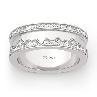 Jeulia Rocky Mountains Inspired Sterling Silver Band