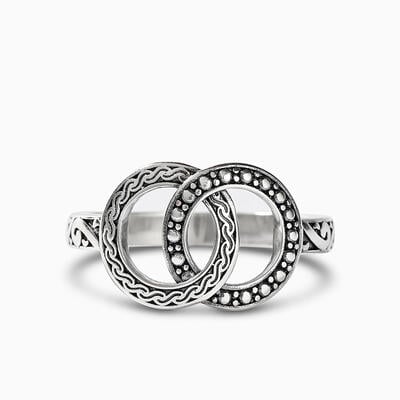 Jeulia "Master of Infinity" Interlocking Circle Sterling Silver Ring