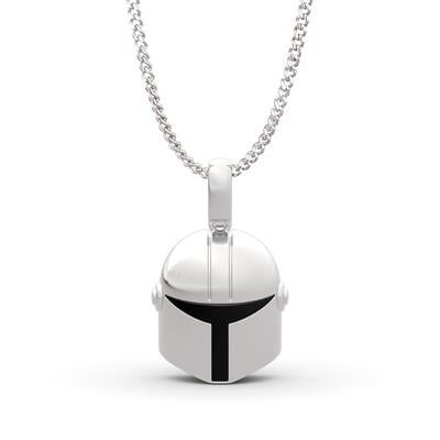 Jeulia T-visored Mask Design Sterling Silver Men's Necklace