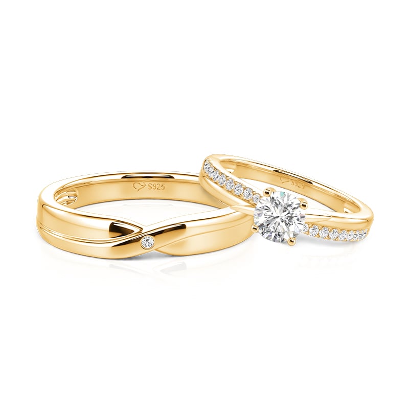 Jeulia Ensemble de Bagues Assorties pour Couple Torsadées Minimalistes en Or