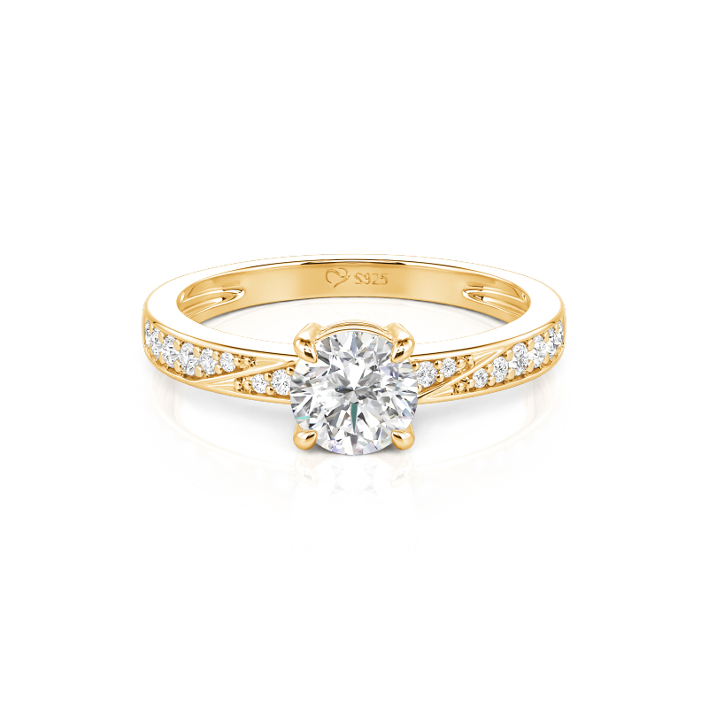 Jeulia Wavy Twist Pave Round Cut Engagement Ring
