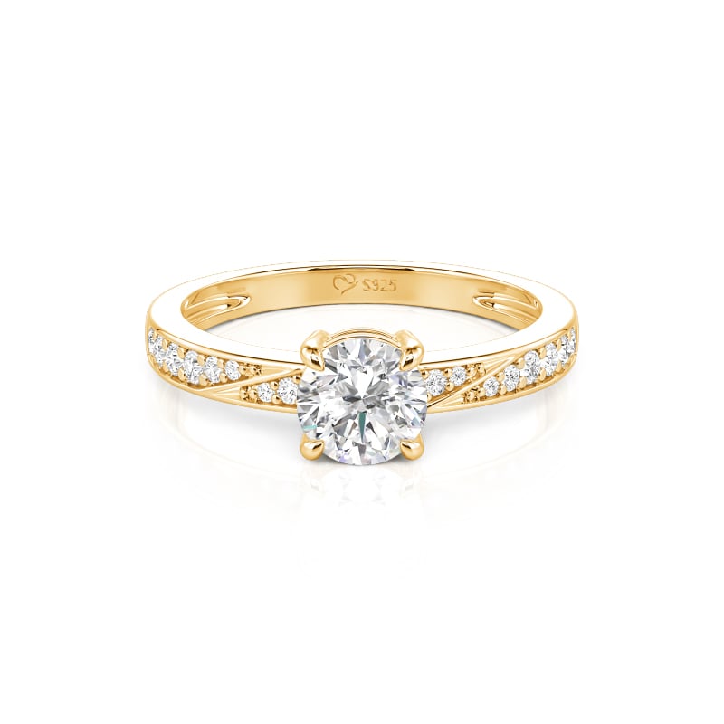Jeulia Wavy Twist Pave Round Cut Engagement Ring