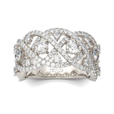 Jeulia Intertwined Round Cut Sterling Silver Women's Band