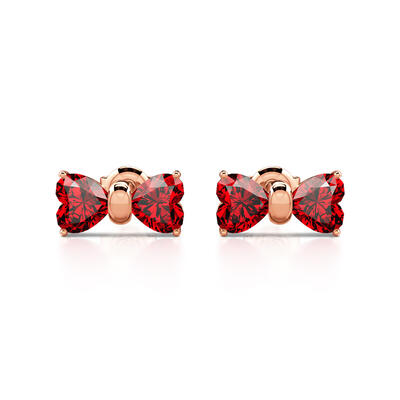 Jeulia "Lovable Bow" Heart Cut Sterling Silver Stud Earrings
