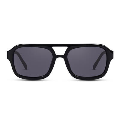 Jeulia "On the Flight" Rectangle Black Unisex Sunglasses