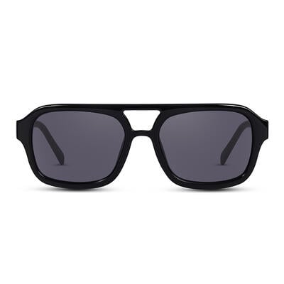 Jeulia "On the Flight" Rectangle Black Unisex Sunglasses