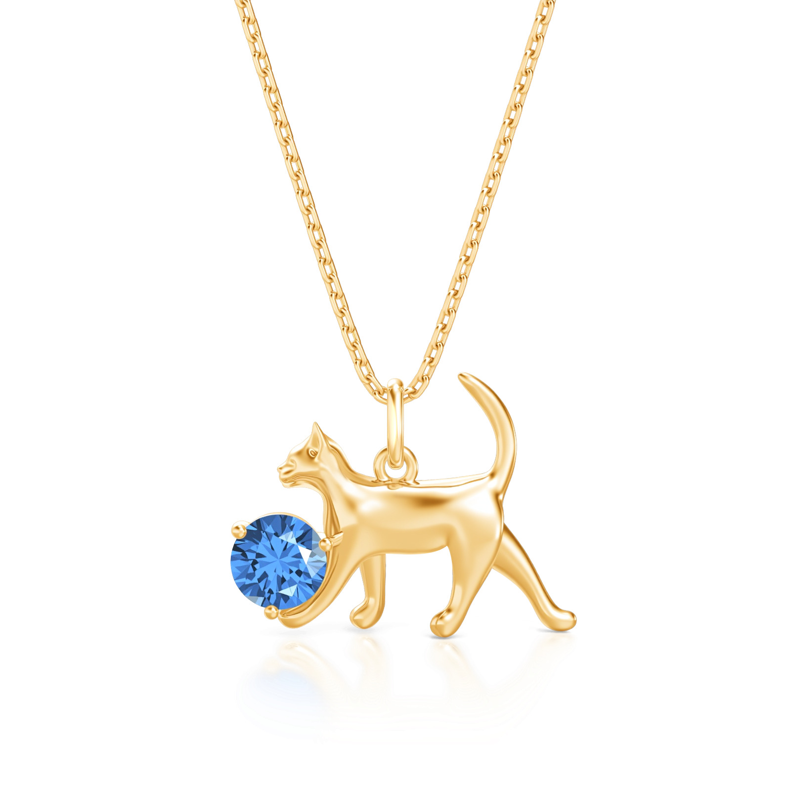 Jeulia Custom Gold Cat Necklace with Birthstone