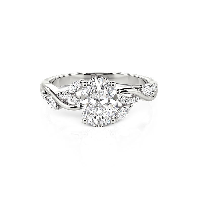 Jeulia Twist Leaf‑Inspired Oval Cut Engagement Ring