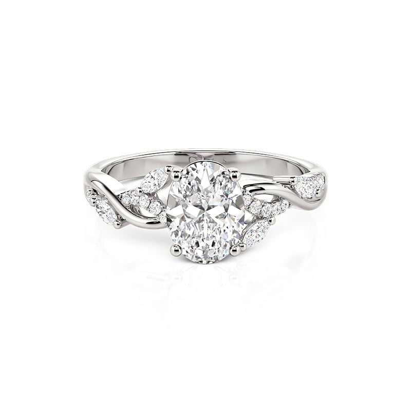 Jeulia Twist Leaf‑Inspired Oval Cut Engagement Ring